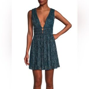 New Lulu green blue green dress New Year  party cocktail sparkle  size small